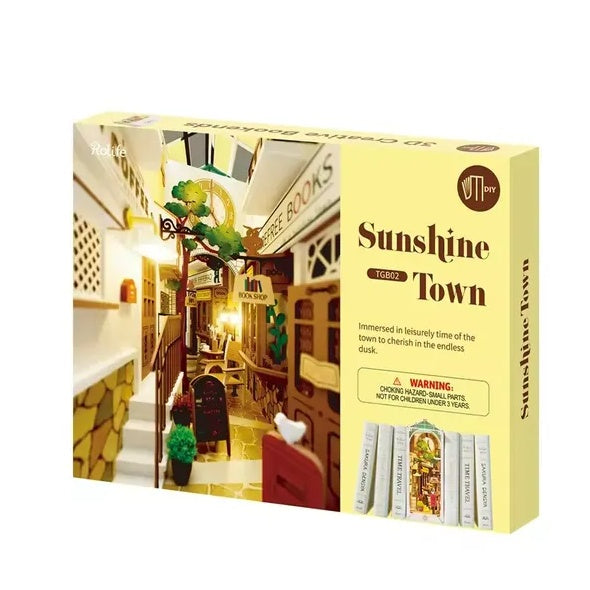 Rolife DIY Book Nook Kit Sunshine Town DIY Miniature Booknook Kit